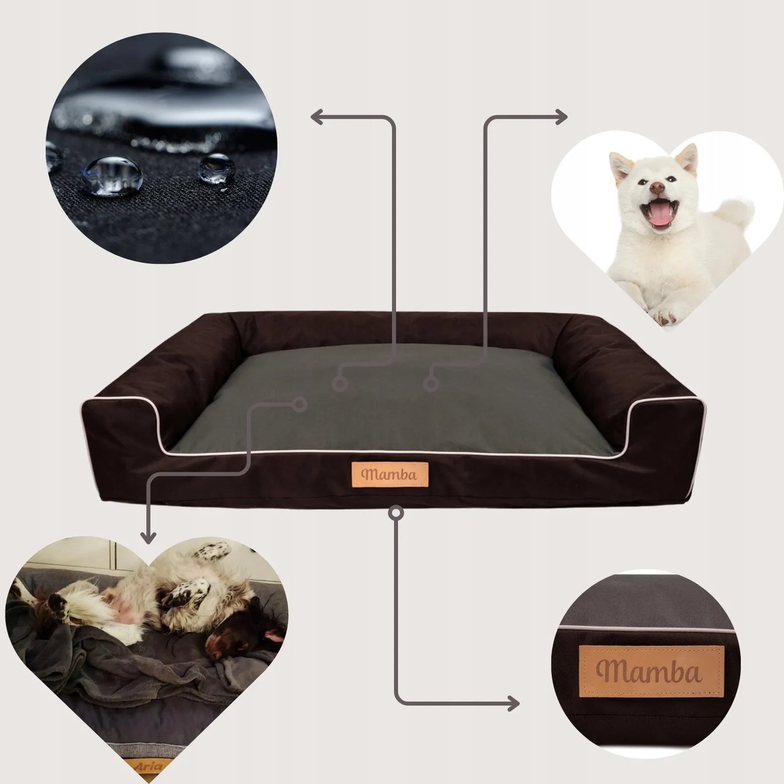 DOGESTE XL šunų guolis – vandeniui atspari sofa su NEMOKAMU graviravimu 100x65 cm