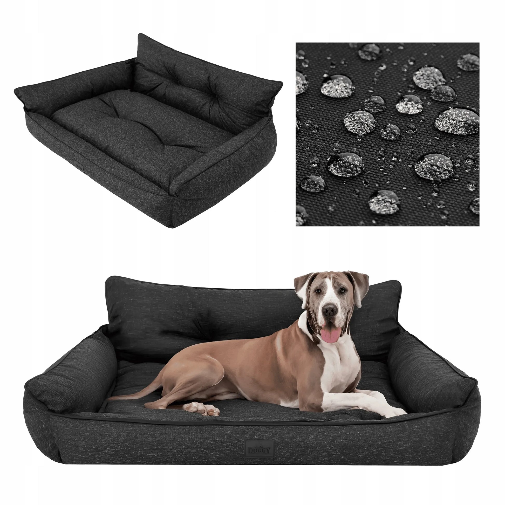 Doggy Joker XXXL šunų guolis – vandeniui atsparus gultas, 132x106cm, juodas