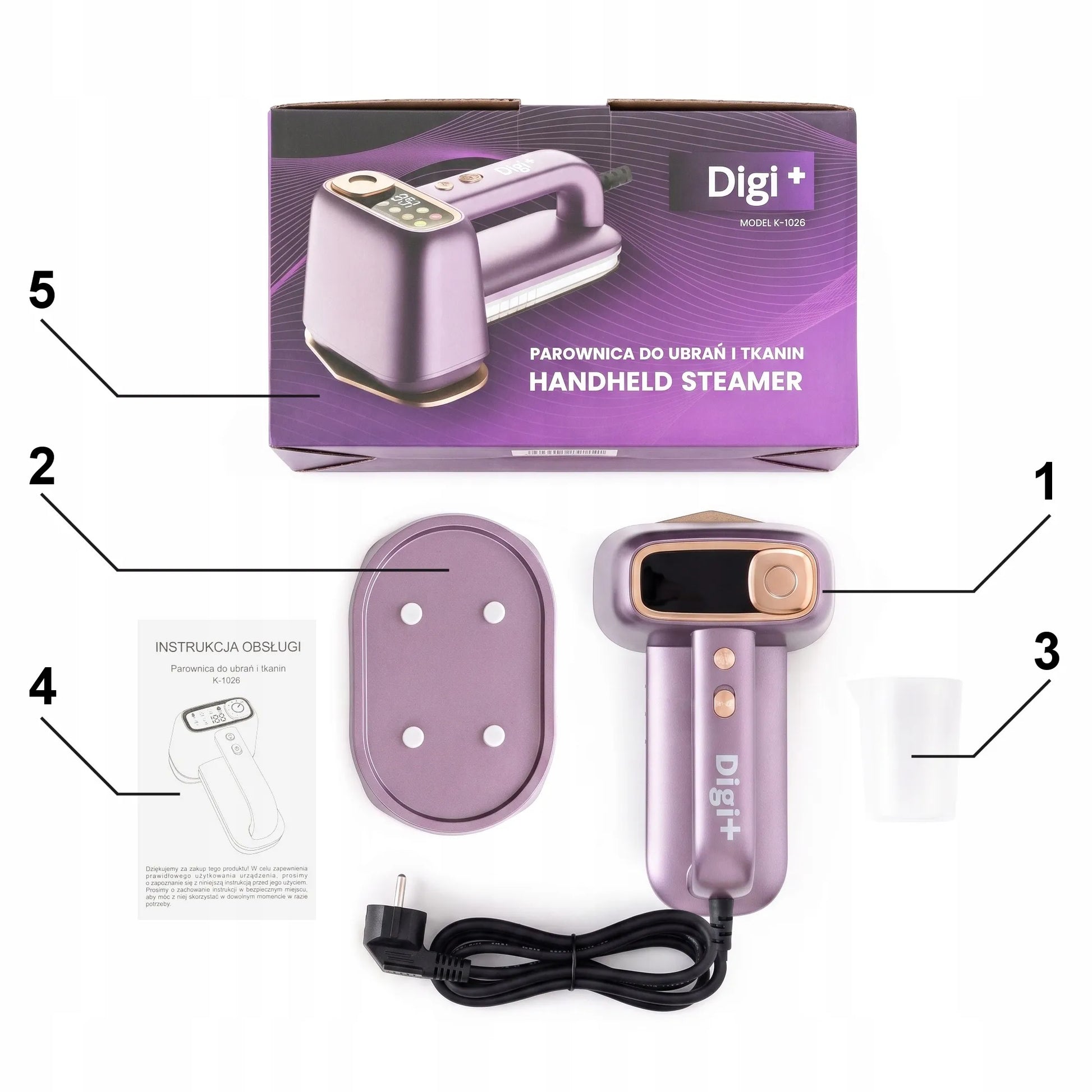 Drabužių garintuvas ir lygintuvas 2-in-1, lengvas garintuvas, automatiniai režimai, 1400 W, LCD