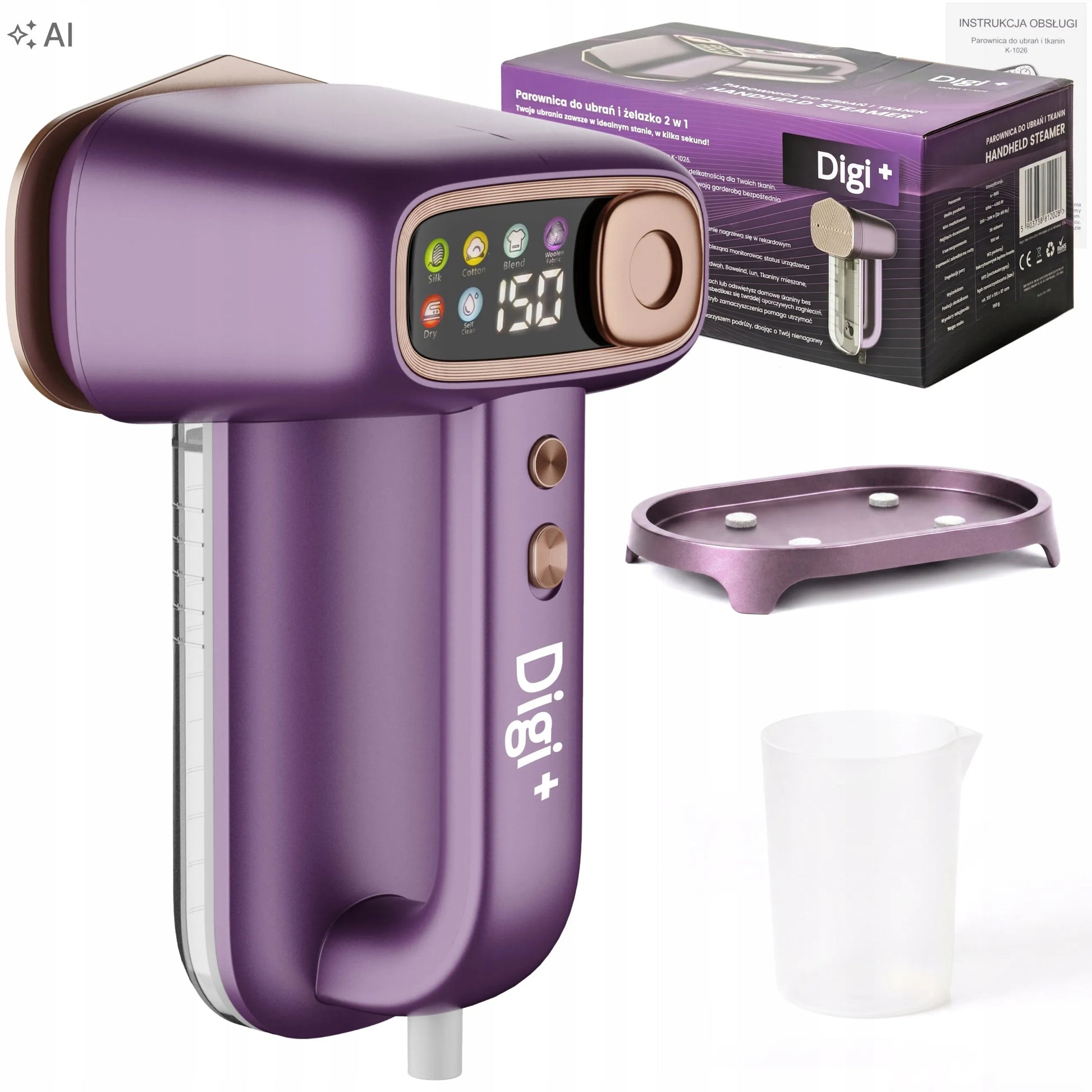 Drabužių garintuvas ir lygintuvas 2-in-1, lengvas garintuvas, automatiniai režimai, 1400 W, LCD