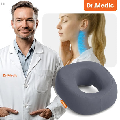 Dr.Med ortopedinė masažo pagalvė miegui ant pilvo su veido anga, pilka, XXL