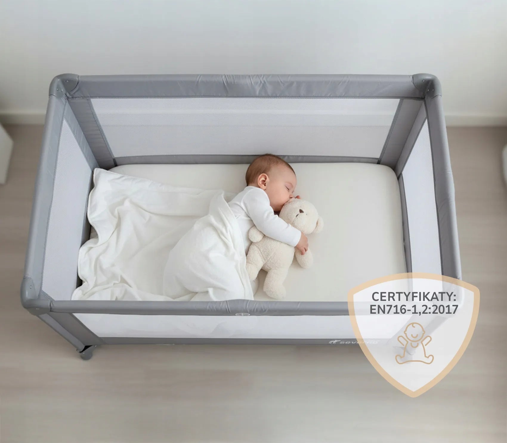 Dviejų lygių kelioninė lovytė SEVERNO Kids Close to Mommy, pristumiama + tinklelis nuo uodų