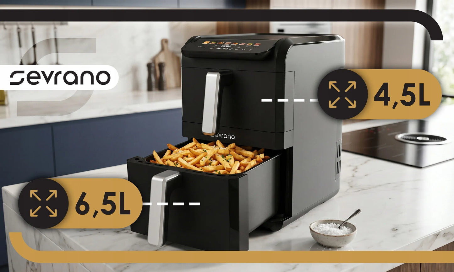 Dviejų zonų vertikali oro gruzdintuvė 11L, 2800W