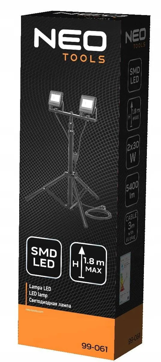 Dvigubas „NEO Tools“ prožektorius 2x30W SMD LED 5400lm