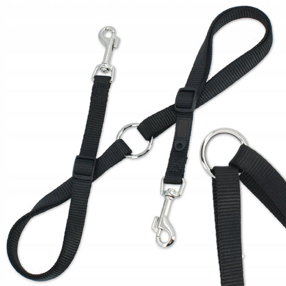 Dvigubas pavadėlis šunims, 40–70 cm, reguliuojamas pavadėlio skirstytuvas dviem šunims, XS–M