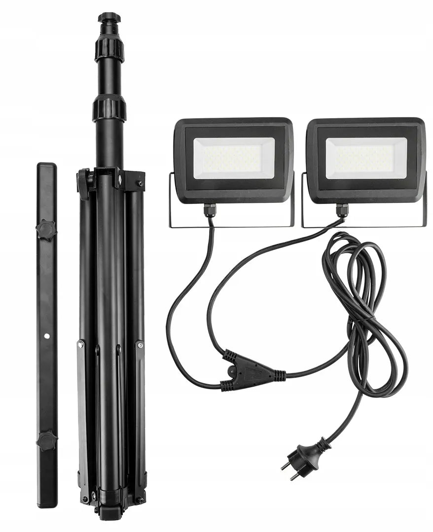 Dvigubas statyvinis prožektorius 2x50W SMD LED 9000lm 1.8m NEO 99-062
