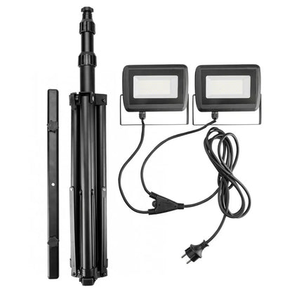 Dvigubas statyvinis prožektorius 2x50W SMD LED 9000lm 1.8m NEO 99-062