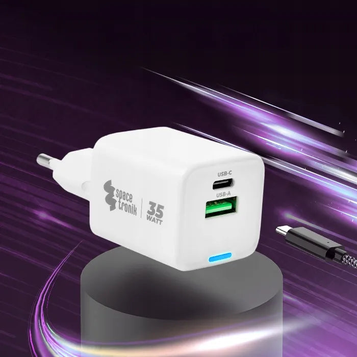 Dvigubas telefono įkroviklis Spacetronik USB-C USB-A 35W 3.6A 20V PD Quick Charge 3.0
