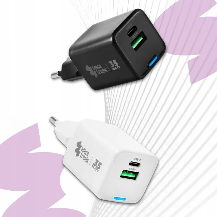 Dvigubas telefono įkroviklis Spacetronik USB-C USB-A 35W 3.6A 20V PD Quick Charge 3.0