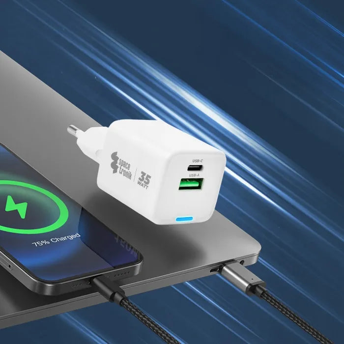 Dvigubas telefono įkroviklis Spacetronik USB-C USB-A 35W 3.6A 20V PD Quick Charge 3.0