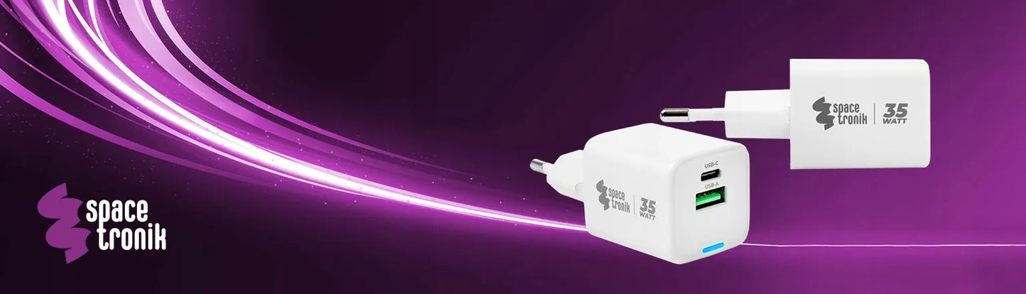 Dvigubas telefono įkroviklis Spacetronik USB-C USB-A 35W 3.6A 20V PD Quick Charge 3.0