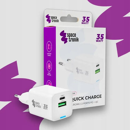 Dvigubas telefono įkroviklis Spacetronik USB-C USB-A 35W 3.6A 20V PD Quick Charge 3.0
