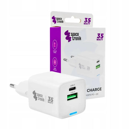 Dvigubas telefono įkroviklis Spacetronik USB-C USB-A 35W 3.6A 20V PD Quick Charge 3.0