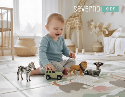 Dvipusis edukacinis putplasčio kilimėlis kūdikiams 180x200 minkštas sulankstomas
