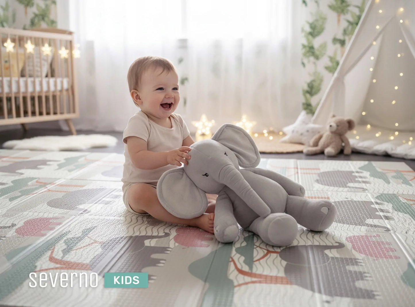 Dvipusis edukacinis putplasčio kilimėlis kūdikiams 180x200 minkštas sulankstomas