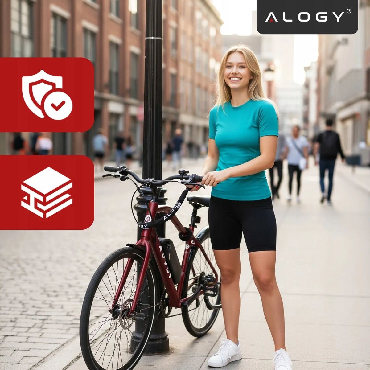 Dviračio grandininė spyna Alogy 1000/6K su raktu, lengva ir patikima apsauga