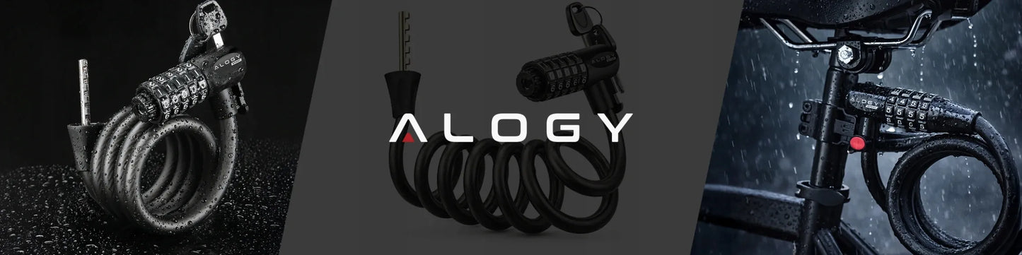 Dviračio užraktas Alogy, 120 cm, 10 mm, 2-in-1, su kodu ir raktu bei laikikliu