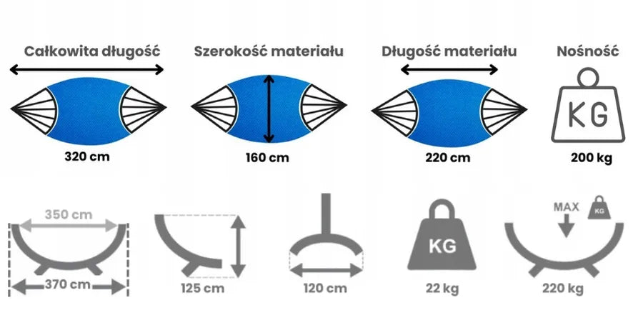 Dvivietis hamakas su plieniniu stovu GRANDE boho stiliaus „POTENZA“