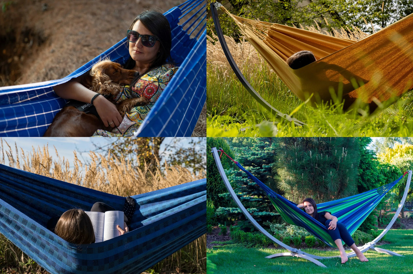 Dvivietis hamakas su plieniniu stovu GRANDE boho stiliaus „POTENZA“