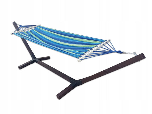 Dvivietis hamakas su stovu Comfort Zone, mėlynas, iki 200 kg
