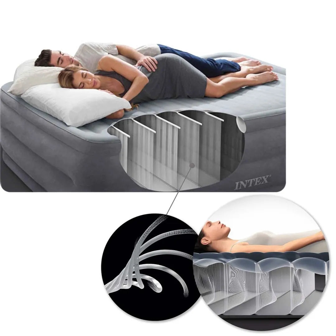 Dvivietis pripučiamas veliūrinis čiužinys 203 × 152 cm INTEX 64103