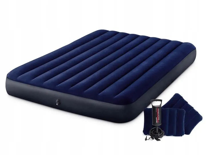 Dvivietis pripučiamas veliūrinis čiužinys INTEX 64765, 203 × 152 cm, su pagalvėmis