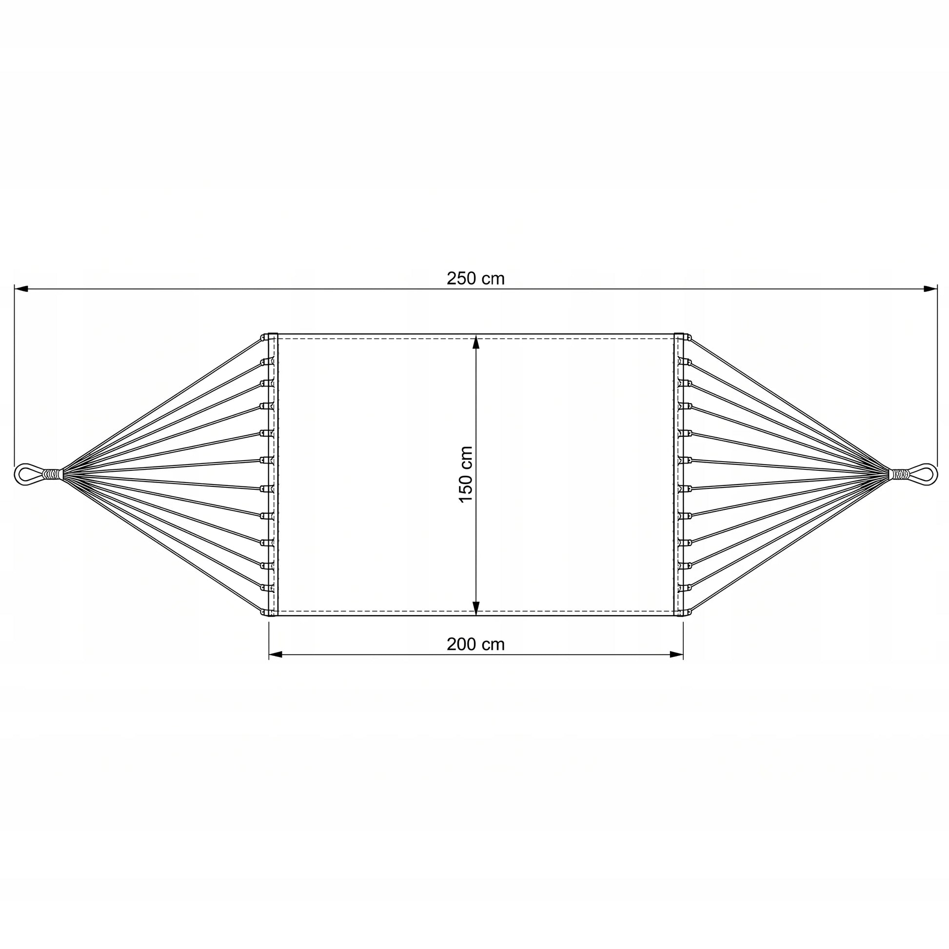 Dvivietis sodo hamakas 250x150cm tvirtas su dėklu ir lynais 200kg