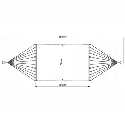 Dvivietis sodo hamakas 250x150cm tvirtas su dėklu ir lynais 200kg