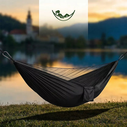 Dvivietis turistinis sodo hamakas su tinkleliu nuo uodų 300kg komplektas