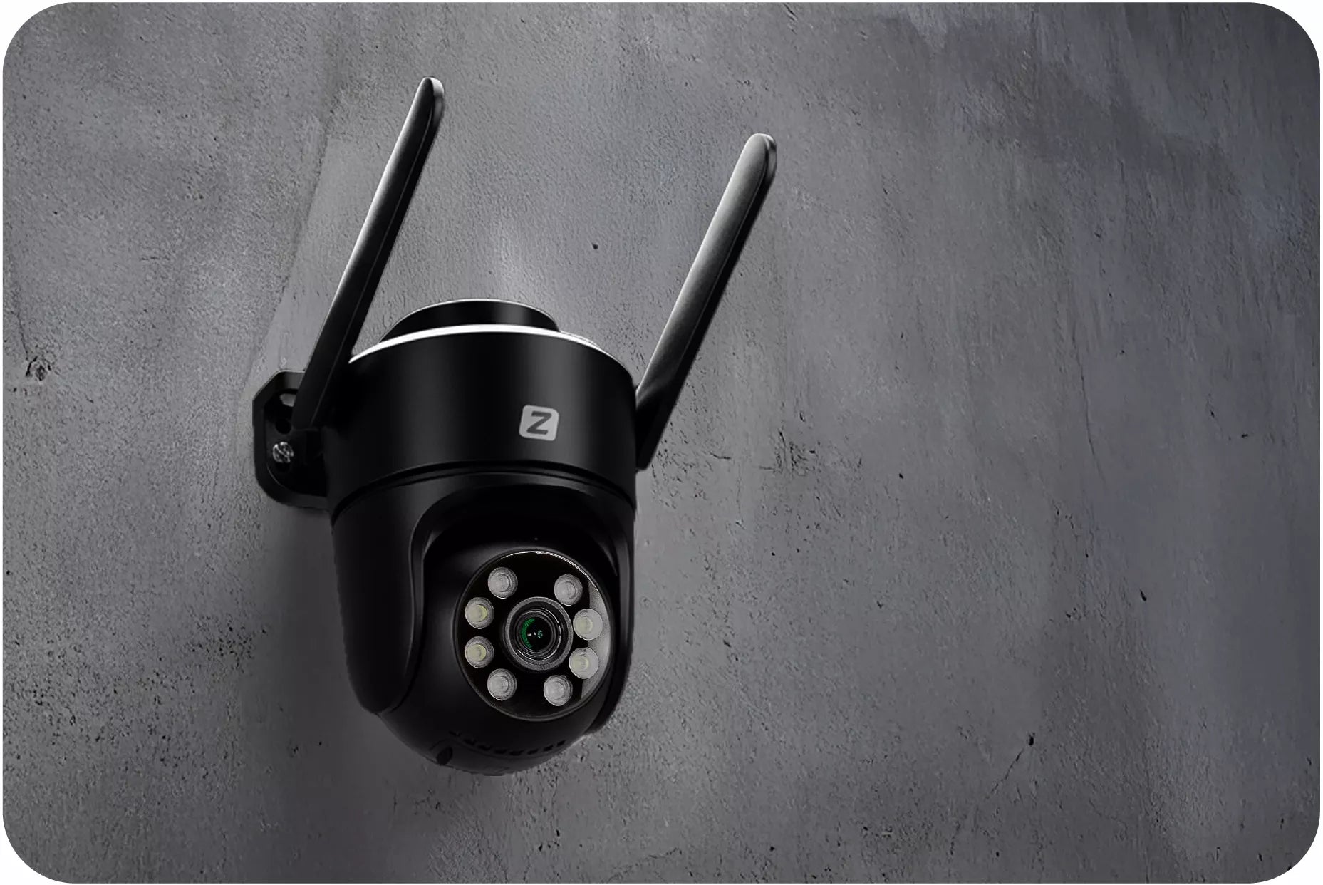 Lauko sukiojama IP WiFi kamera, 3MPx, 4x zoom, su programėle, su judesio aptikimu, juoda