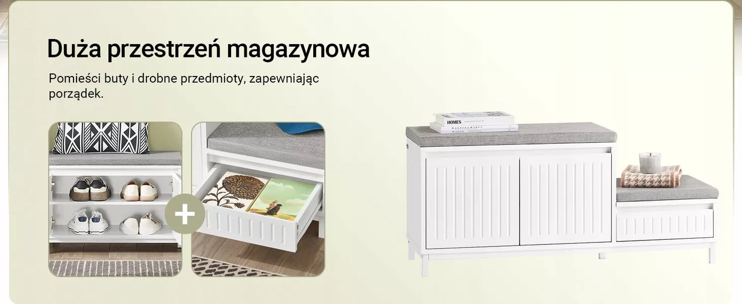 „SoBuy“ batų spintelė su sėdyne, drabužinė, organizatoriaus stalčius FSR172-W