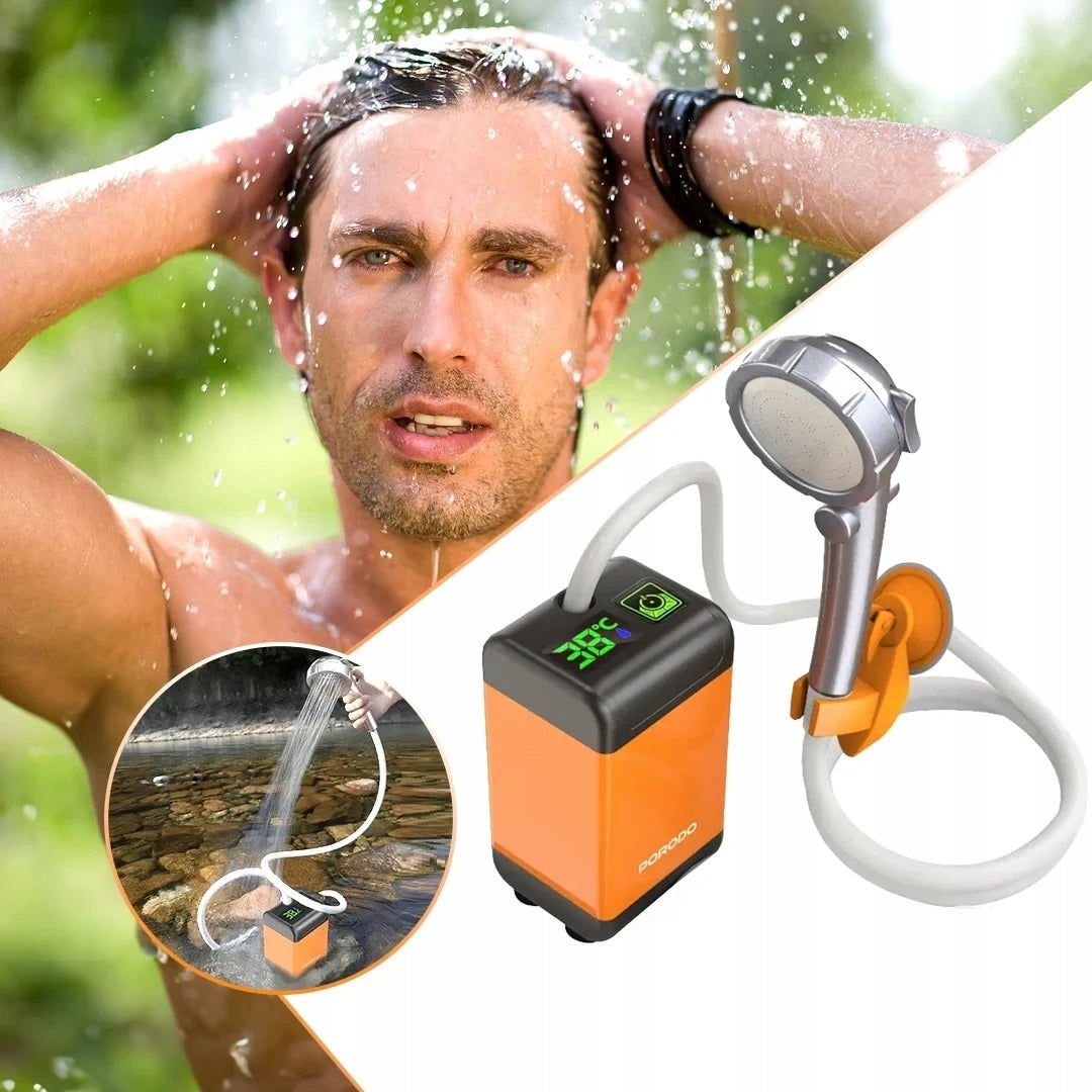 Nešiojamas kempingo dušas su elektrine 4800 mAh pompike