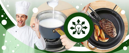 12 elementų nerūdijančio plieno virtuvės puodų ir keptuvės rinkinys su dangčiais