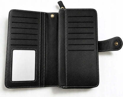 Elegantiška juoda moteriška piniginė iš eko odos su RFID apsauga