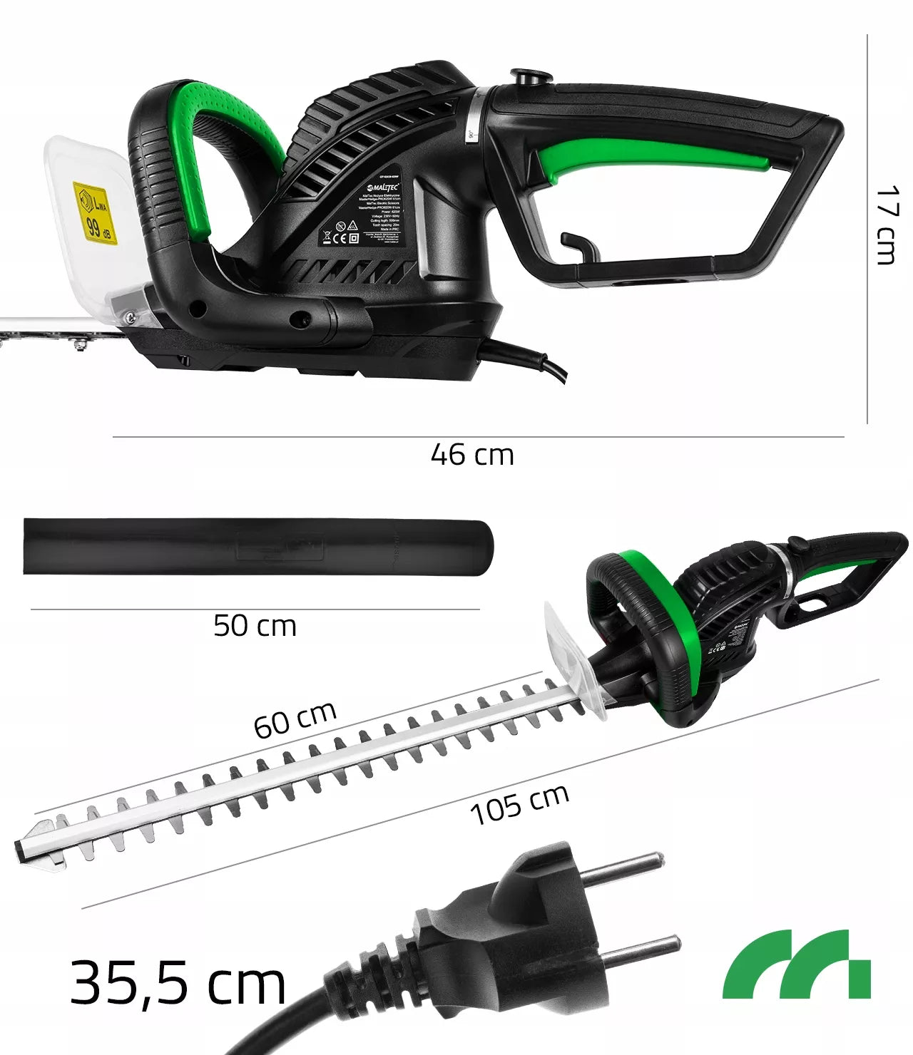Elektrinės gyvatvorių žirklės Maltec MasterHedge-PRO620W, 1800W, 61cm