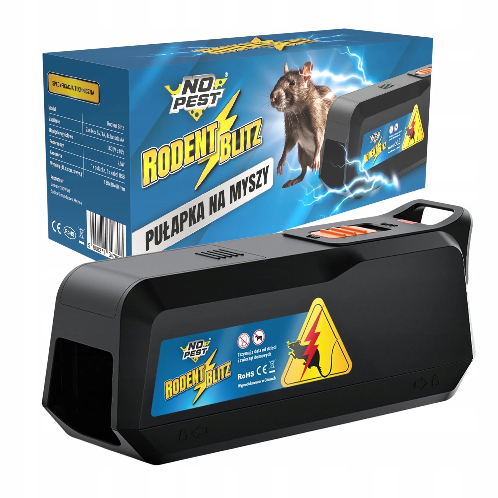 Elektriniai pelių ir žiurkių spąstai No Pest, 1800V, humaniški