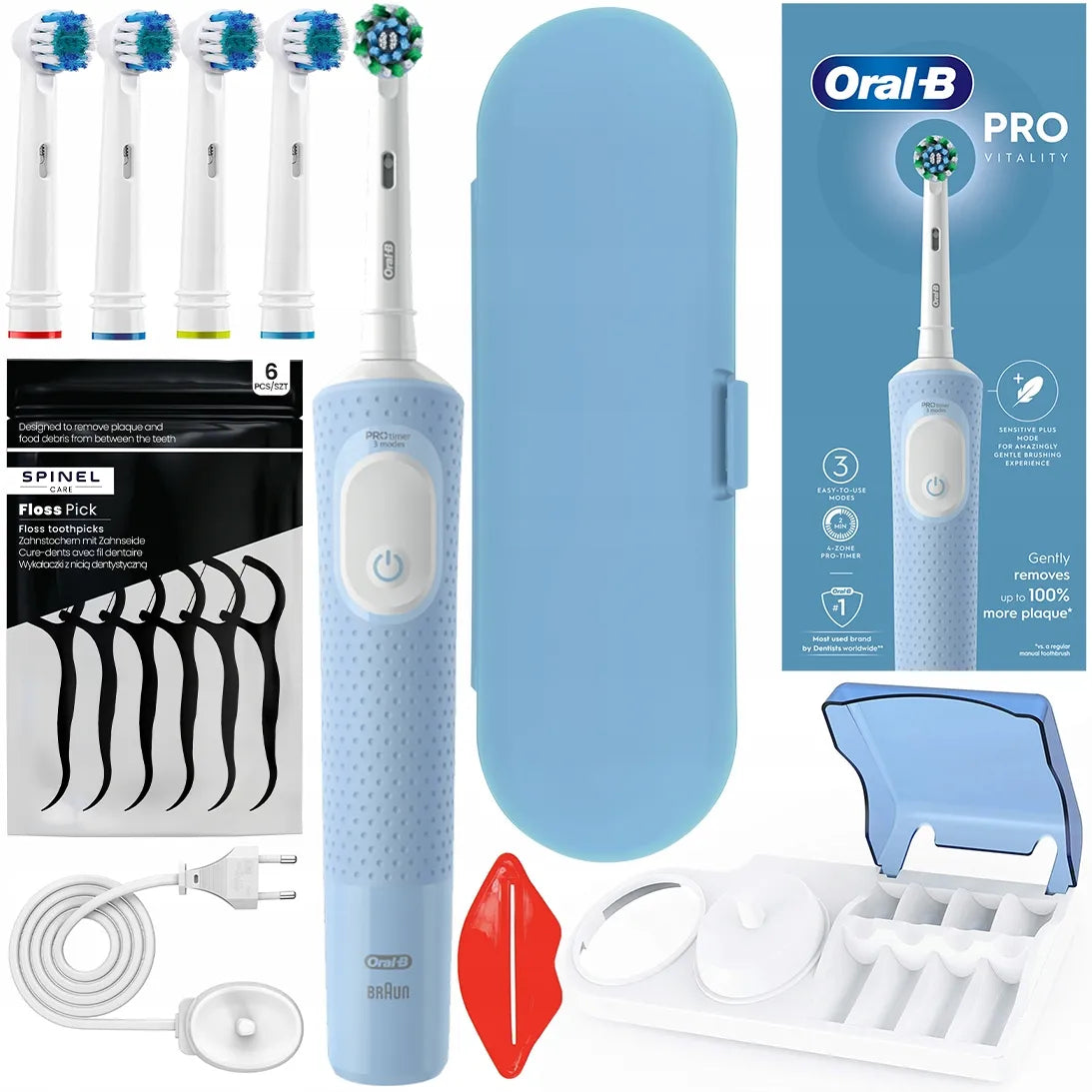 ELEKTRINIS DANTŲ ŠEPETĖLIS ORAL-B VITALITY PRO D103 BLUE, DIDELIS RINKINYS