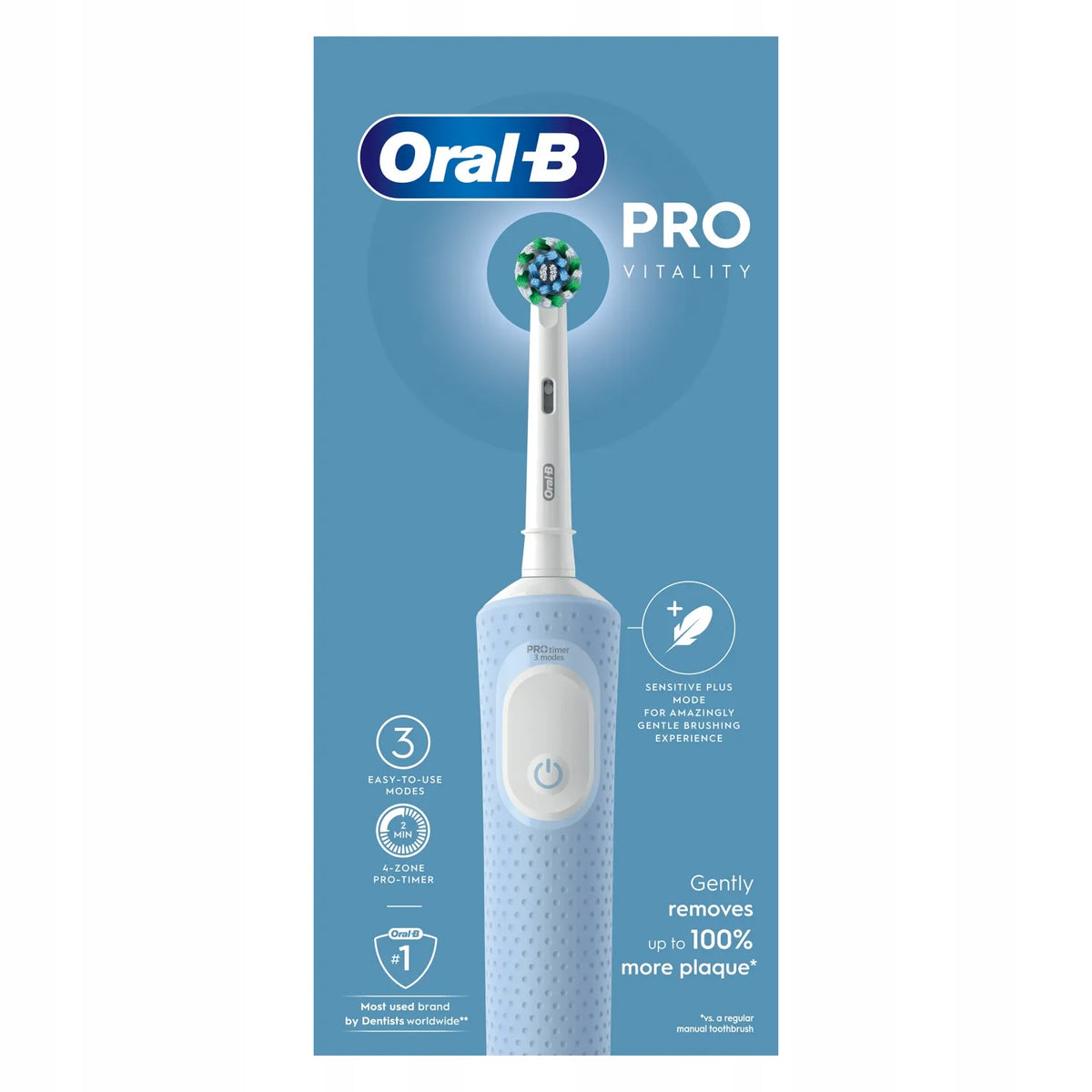 Elektrinis dantų šepetėlis „Oral-B Vitality Pro D103 Blue“ su dėklu ir papildomais antgaliais