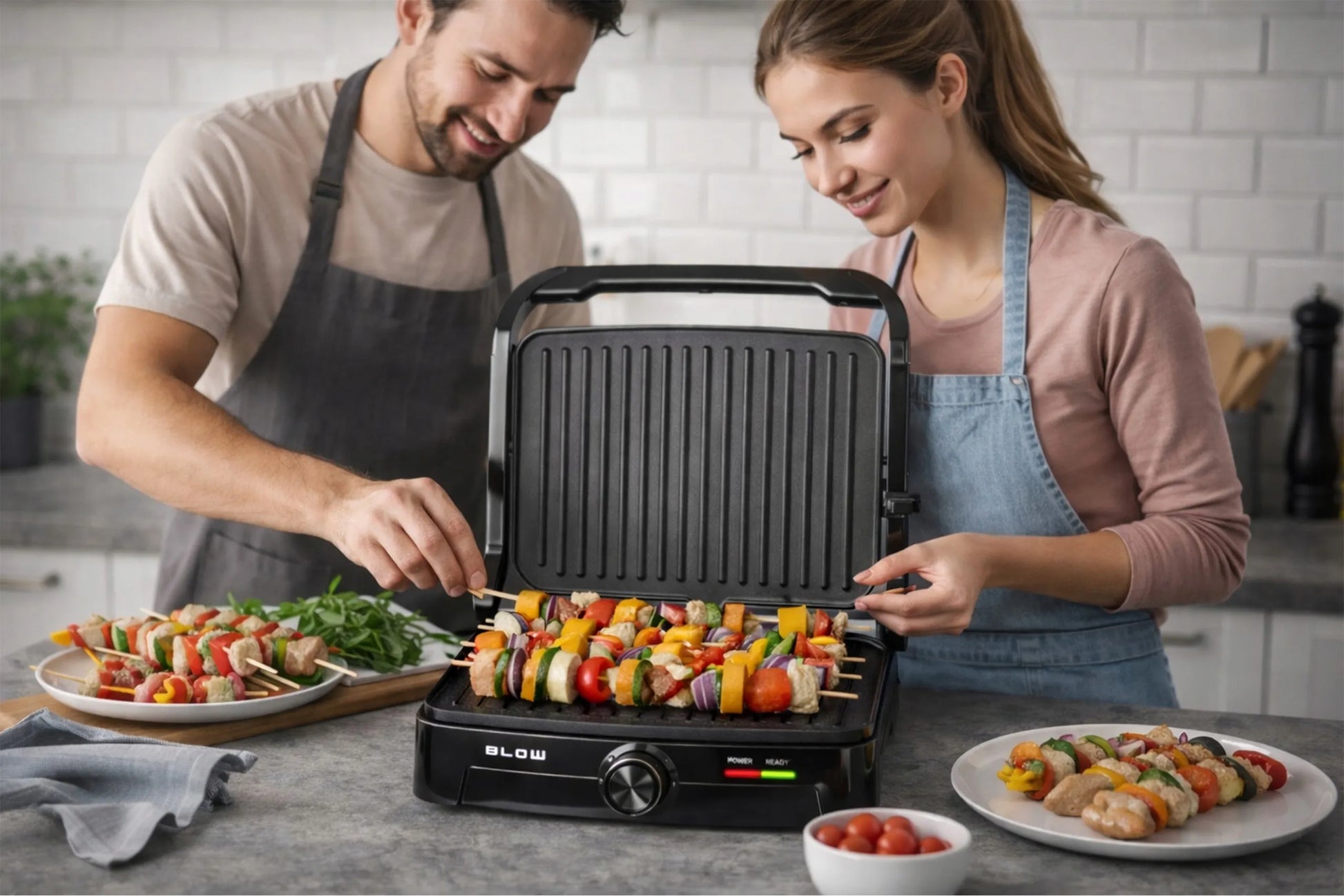 Elektrinis grilis BLOW Master Grill Duo, 2500W, panini skrudintuvas, atlenkiamas 180°