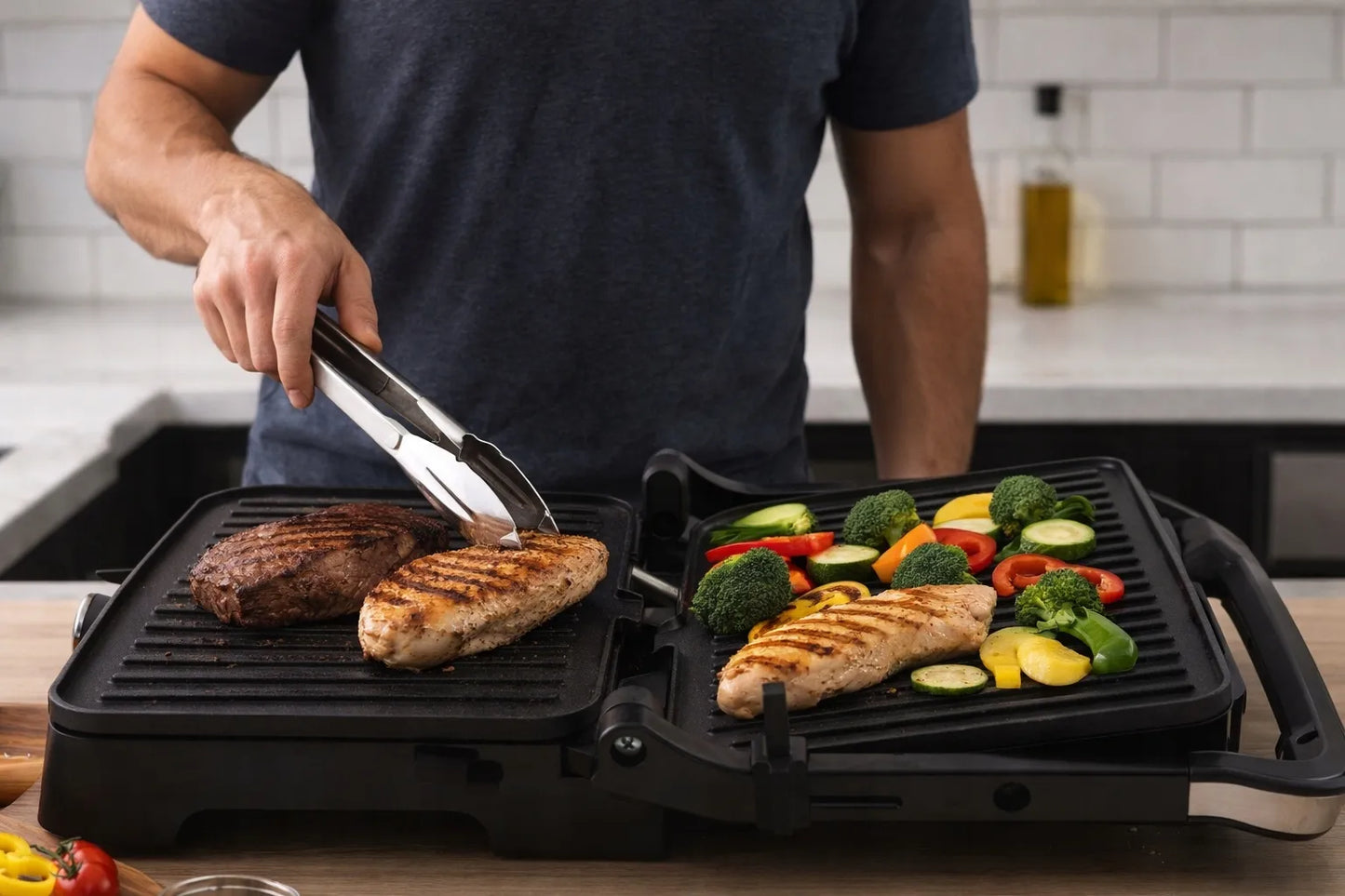Elektrinis grilis BLOW Master Grill Duo, 2500W, panini skrudintuvas, atlenkiamas 180°