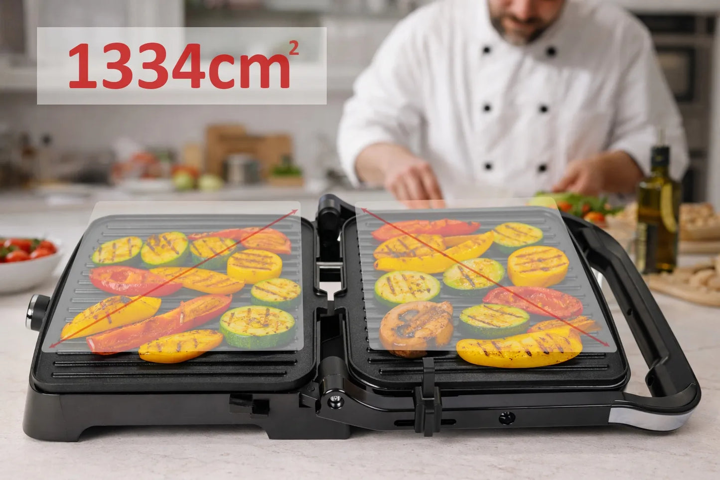 Elektrinis grilis BLOW Master Grill Duo, 2500W, panini skrudintuvas, atlenkiamas 180°