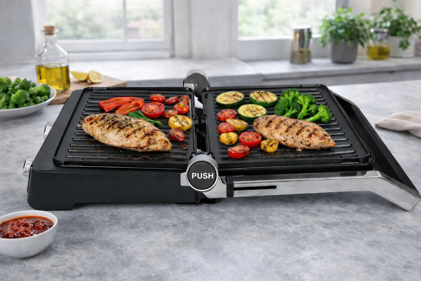 Elektrinis grilis BLOW Master Grill PRO 2500W, 180°, 2 kaitinimo zonos, laikmatis, išimamos plokštės