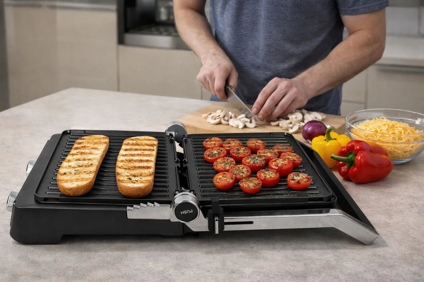 Elektrinis grilis BLOW Master Grill PRO 2500W, 180°, 2 kaitinimo zonos, laikmatis, išimamos plokštės