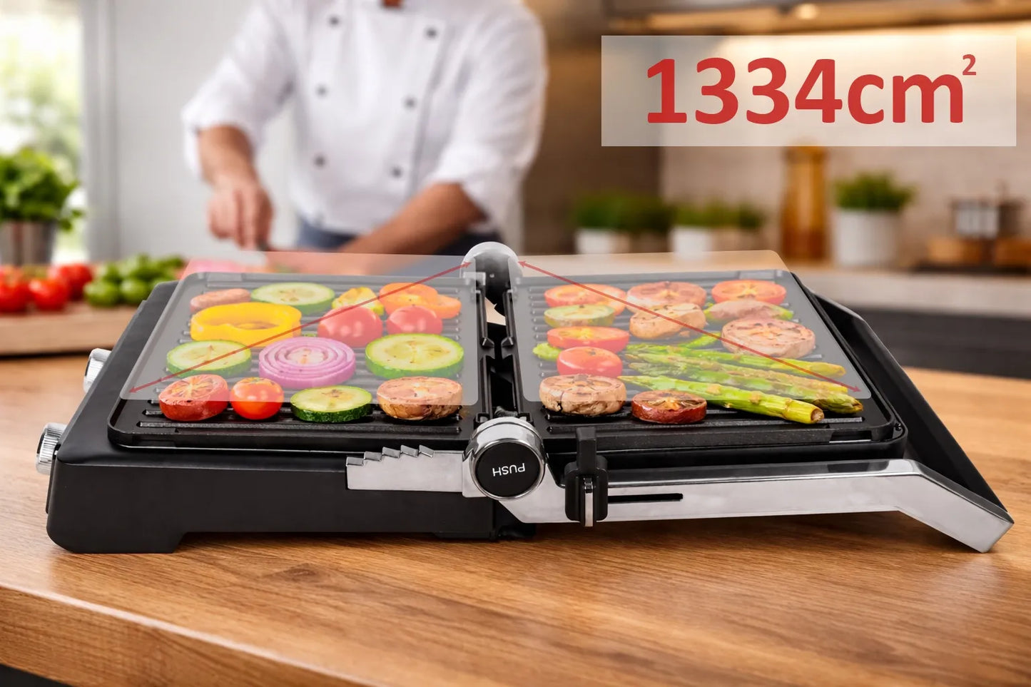 Elektrinis grilis BLOW Master Grill PRO 2500W, 180°, 2 kaitinimo zonos, laikmatis, išimamos plokštės