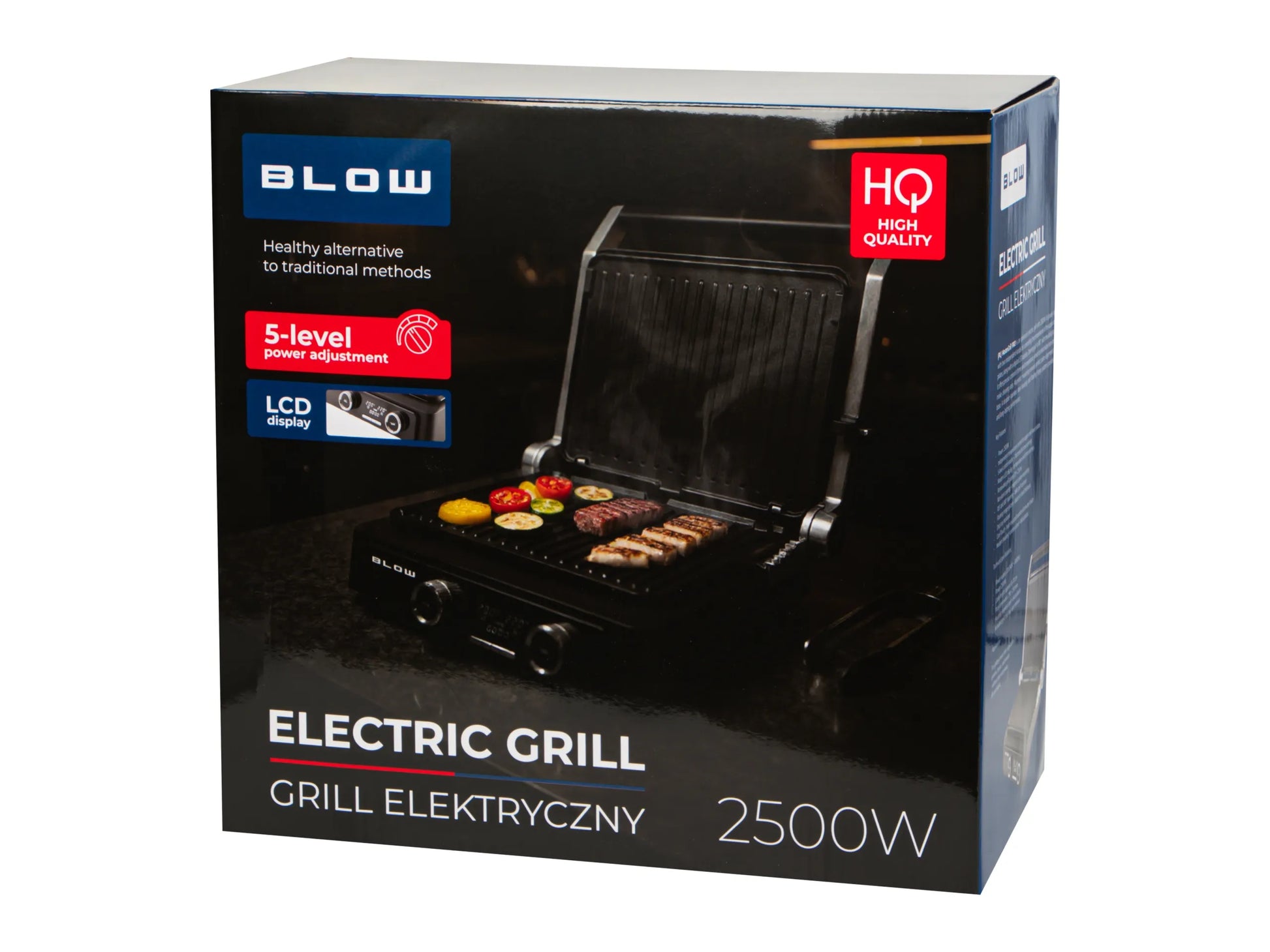 Elektrinis grilis BLOW Master Grill PRO 2500W, 180°, 2 kaitinimo zonos, laikmatis, išimamos plokštės
