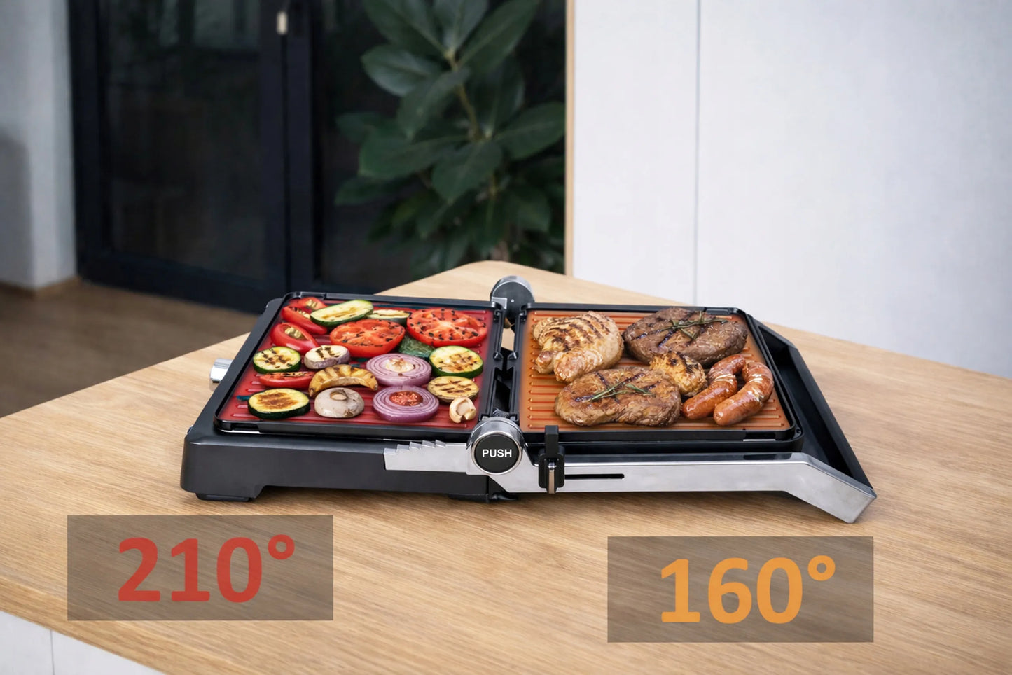 Elektrinis grilis BLOW Master Grill PRO 2500W, 180°, 2 kaitinimo zonos, laikmatis, išimamos plokštės
