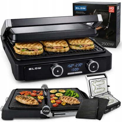 Elektrinis grilis BLOW Master Grill PRO 2500W, 180°, 2 kaitinimo zonos, laikmatis, išimamos plokštės