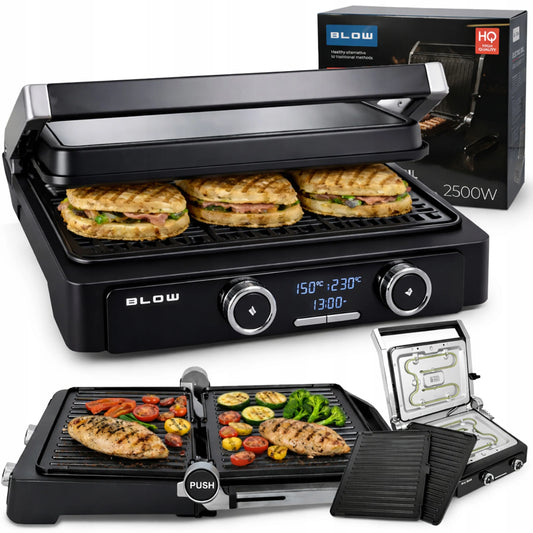 Elektrinis grilis BLOW Master Grill PRO 2500W, 180°, 2 kaitinimo zonos, laikmatis, išimamos plokštės