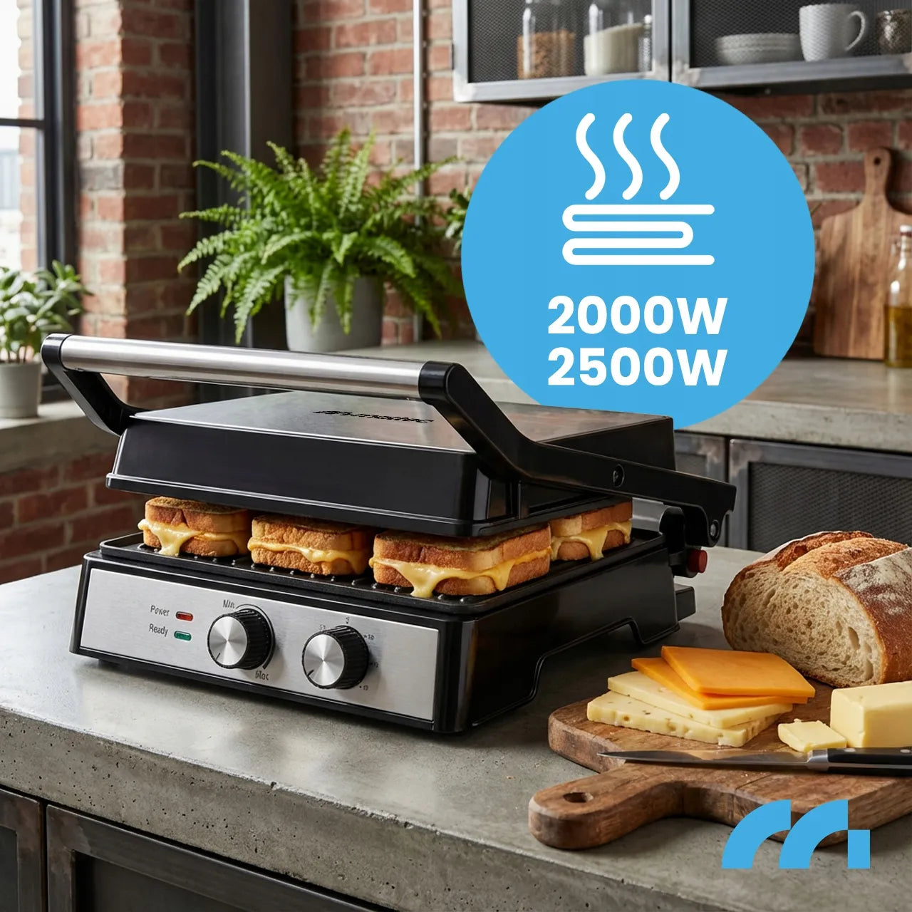 Elektrinis grilis Maltec SM4500W, sumuštinių keptuvė su laikmačiu 2500W