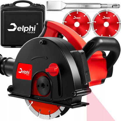 Elektrinis griovelių pjoviklis betonui Delphi Tools, su lazeriu, 150 mm diskai, lagaminas